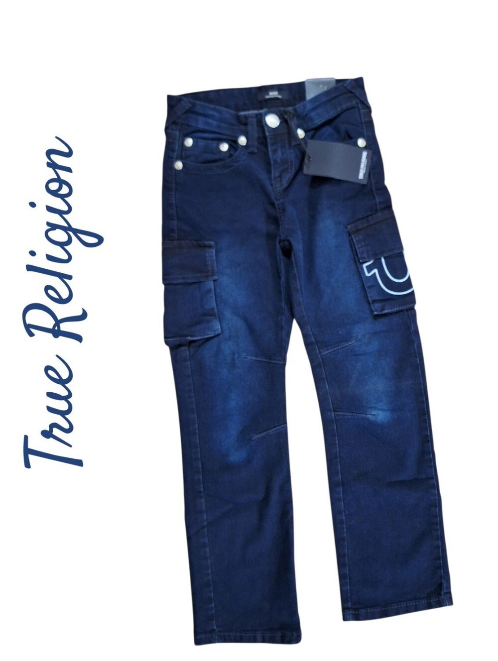 True Religion Boys Navy Blue Straight Cargo Jeans